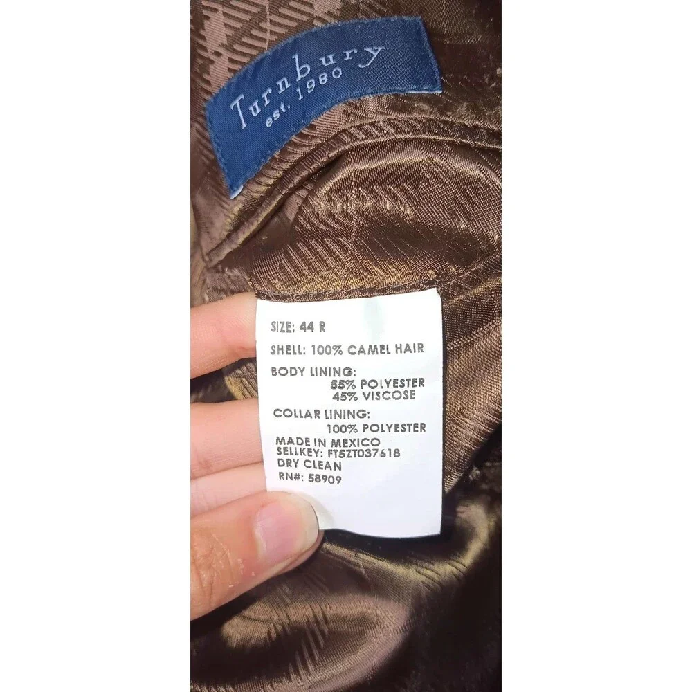 Vintage Turnberry 100% Camel Hair Blazer Jacket Mens 44R Chocolate Brown Sports